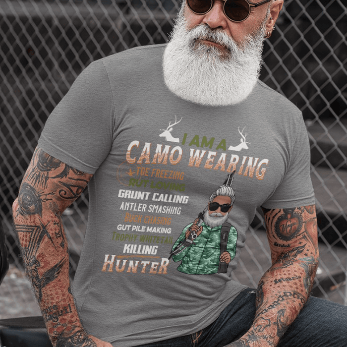 GeckoCustom I Am A Camo Wearing Man Hunting Shirt Premium Tee (Favorite) / P Black / S