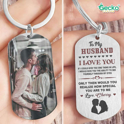 GeckoCustom I Give You Ability To See Yourself Through My Eyes Couple Metal Keychain HN590 No Gift box / 1.77" x 1.06"