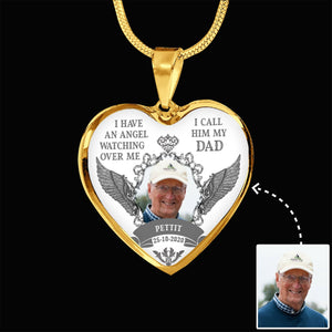 GeckoCustom I Have An Angel Watching Over Me Memorial Heart Necklace