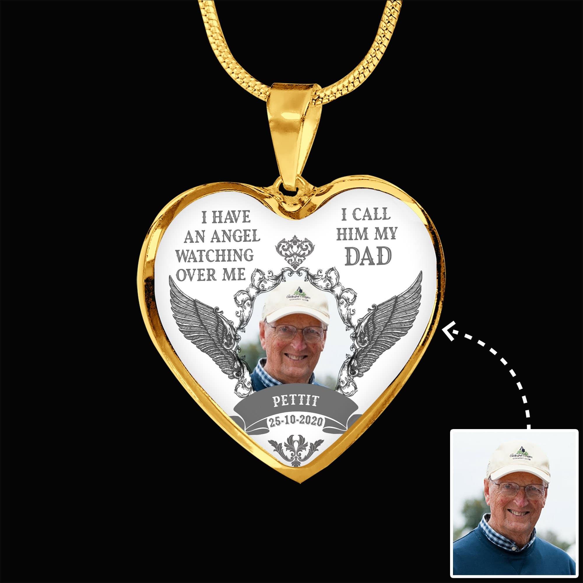 GeckoCustom I Have An Angel Watching Over Me Memorial Heart Necklace Luxury Necklace (Silver)