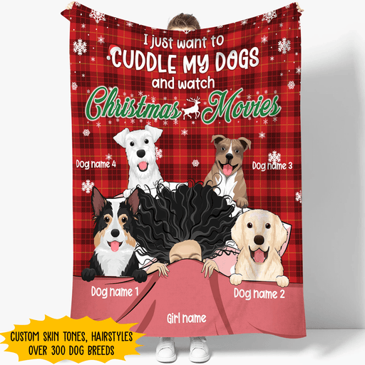 GeckoCustom I Just Want To Cuddle My Dogs And Watch Christmas Movies Blanket Fleece Blanket / 50"x60"
