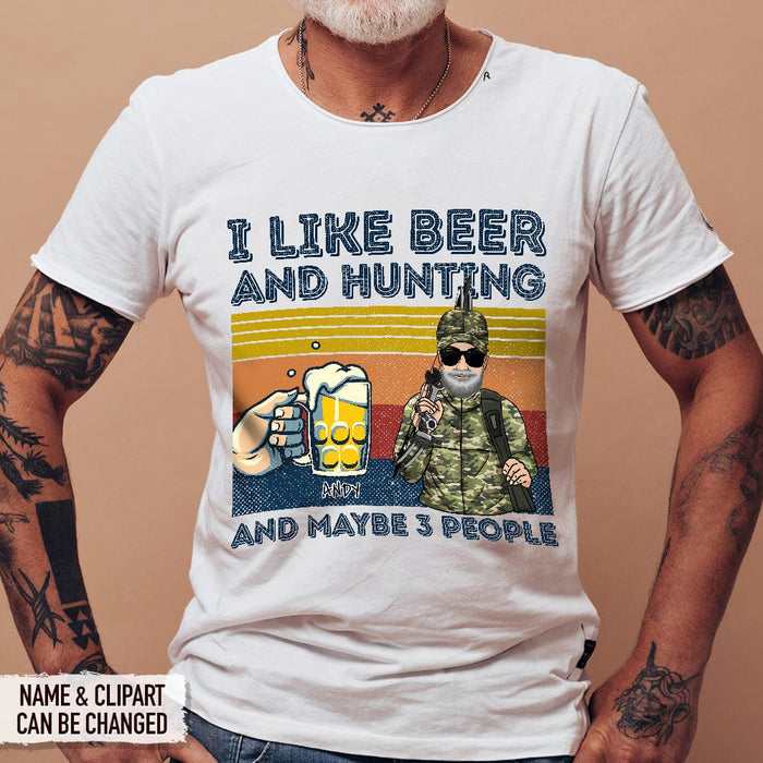 GeckoCustom I Like Beer And Hunting, Hunter Gift Shirt, HN590
