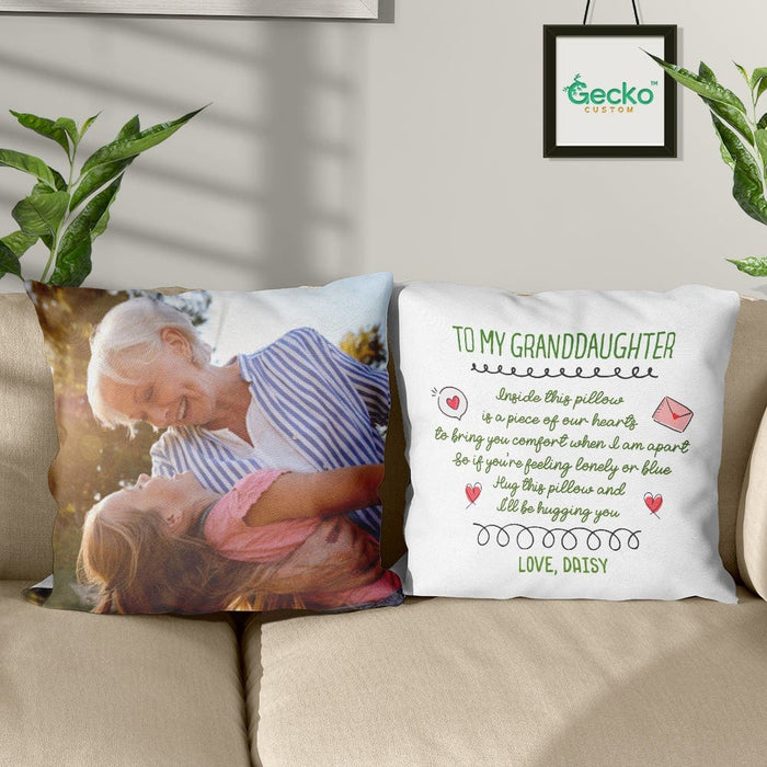 GeckoCustom I'll Be Hugging You Granddaughter Family Throw Pillow HN590