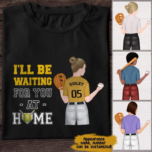 GeckoCustom I'll Be Waiting For You At Home Softball Girl Shirt Premium Tee / P Black / S