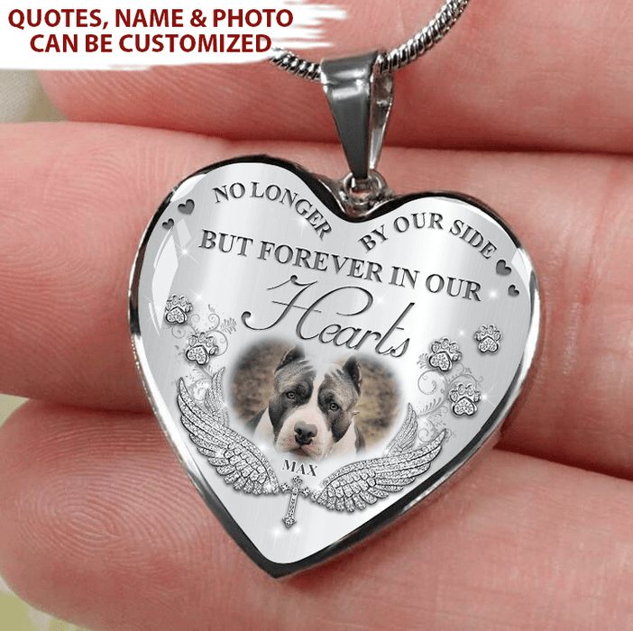 GeckoCustom I’ll Hold You In My Heart Pet Memorial Necklace, Custom Quotes & Photo, Pet Loss Gift HN590