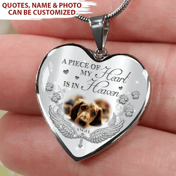 GeckoCustom I’ll Hold You In My Heart Pet Memorial Necklace, Custom Quotes & Photo, Pet Loss Gift HN590
