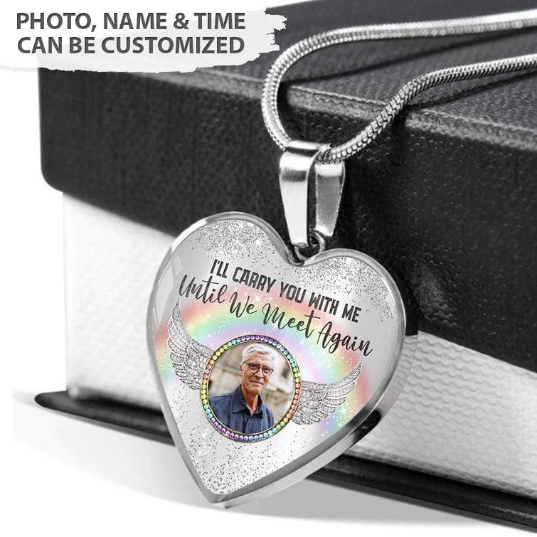 GeckoCustom A Piece Of My Heart Is At Rainbow Bridge Memorial Necklace, Photo Necklace HN590 Stainless Steel (No Gift Box)