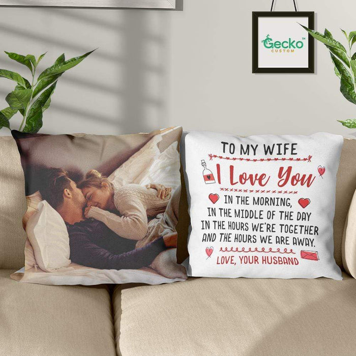 GeckoCustom I Love You In The Morning Couple Throw Pillow HN590 14x14 in / Pack 1