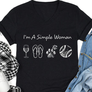 GeckoCustom I'm A Simple Woman Man Personalized Custom Baseball Shirts C508 Women V-neck / V Black / S