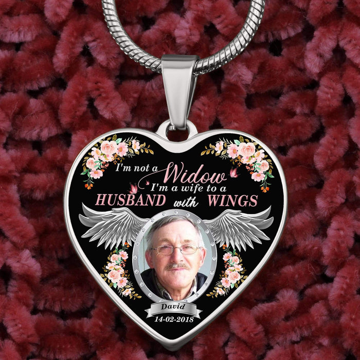 GeckoCustom I'm Not A Widow Custom Name Heart Necklace Luxury Necklace (Silver)