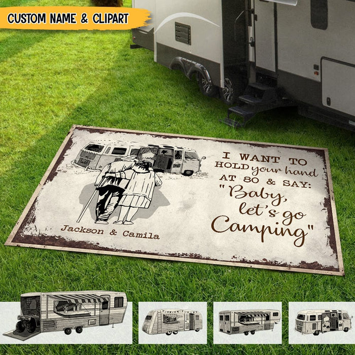 GeckoCustom I Want To Hold Your Hand Camping Patio Rug N369 HN590