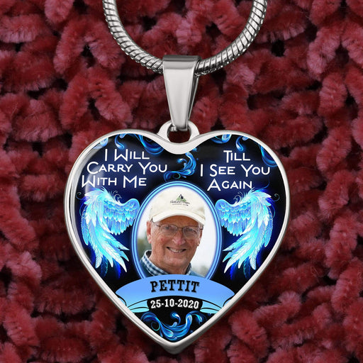 GeckoCustom I Will Carry You With Me Memorial Heart Necklace Luxury Necklace (Silver)