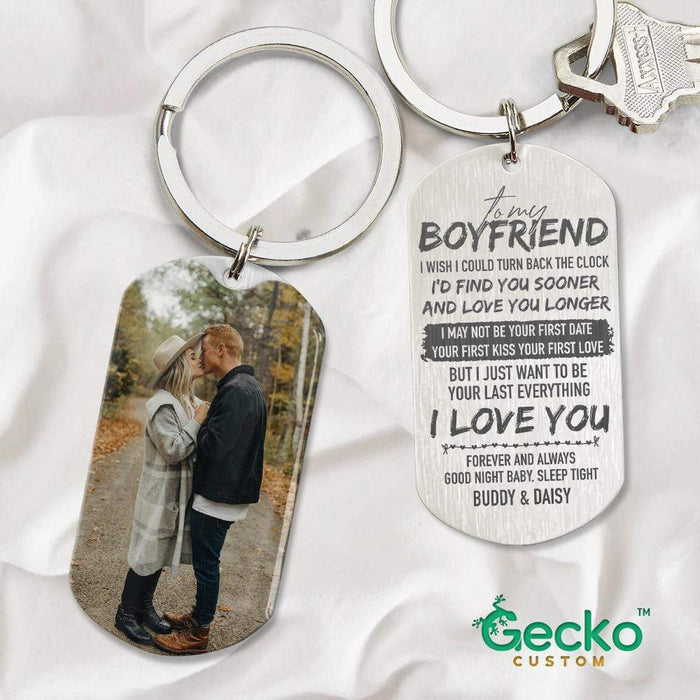 GeckoCustom I Wish I Could Turn Back The Clock Couple Metal Keychain, Valentine Gift HN590