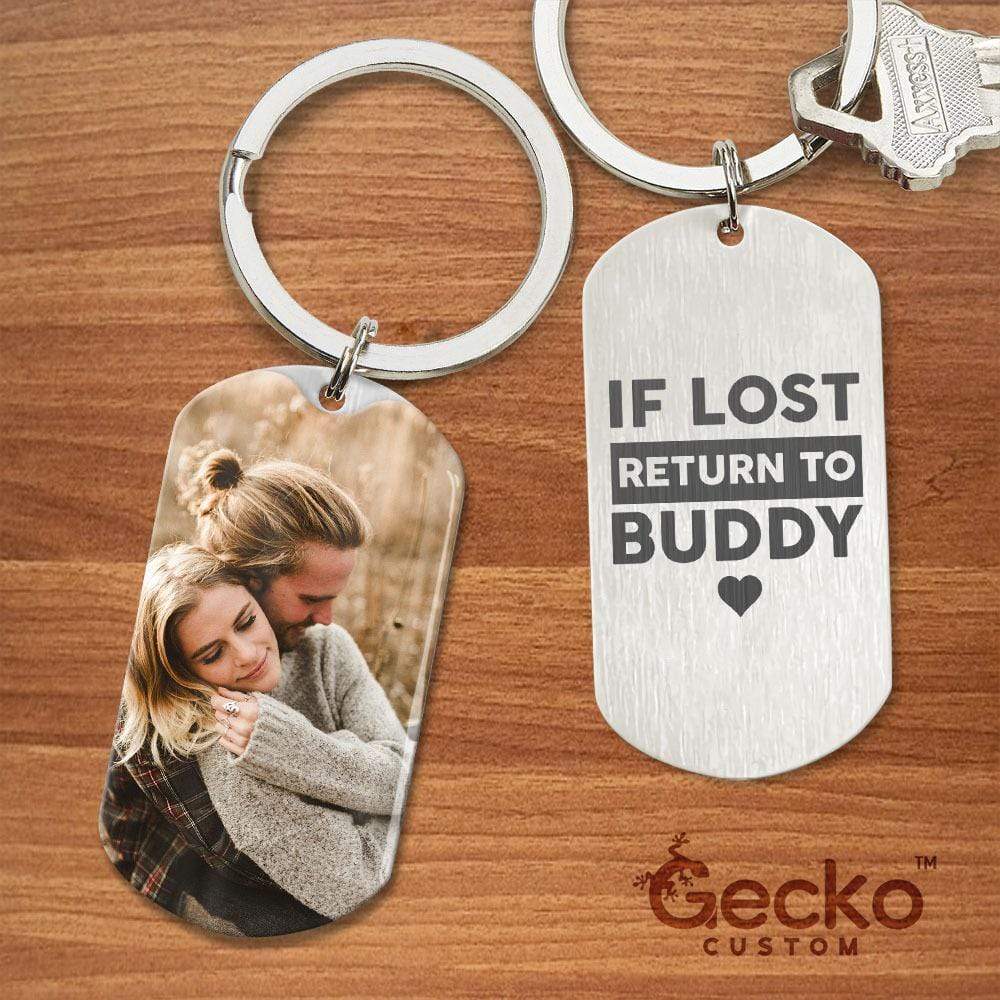 GeckoCustom If Lost Return To Me Couple Metal Keychain HN590 No Gift box / 1.77" x 1.06"