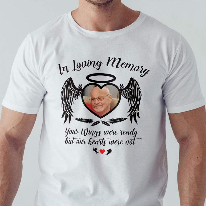Personalized Mother's Day Gifts 2024, Your Wings Were Ready Family Memorial Custom Photo Shirt, Premium Tee (Favorite) / P Sport Grey / S