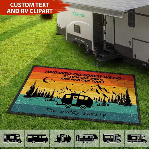 GeckoCustom Into The Forest We Go Custom Text Camping Patio Mat HN590 30x55 inches