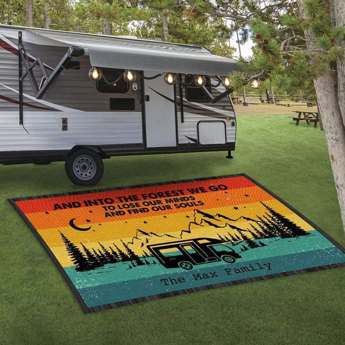 GeckoCustom Into The Forest We Go Custom Text Camping Patio Mat HN590 55x96 inches (Favorite)