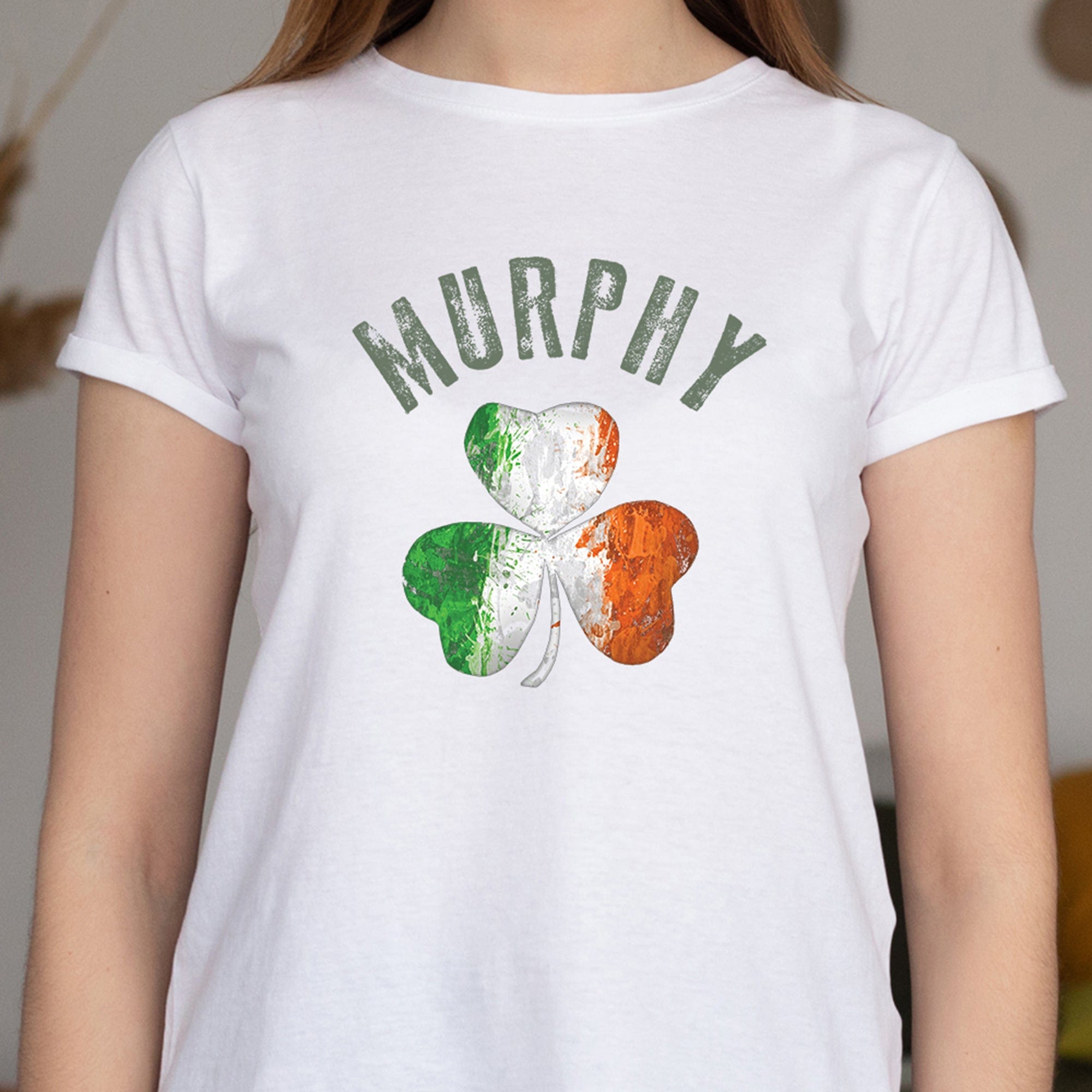 GeckoCustom Ireland Flag Shamrock Distressed Custom Irish Shirt Sweatshirt / S White / S