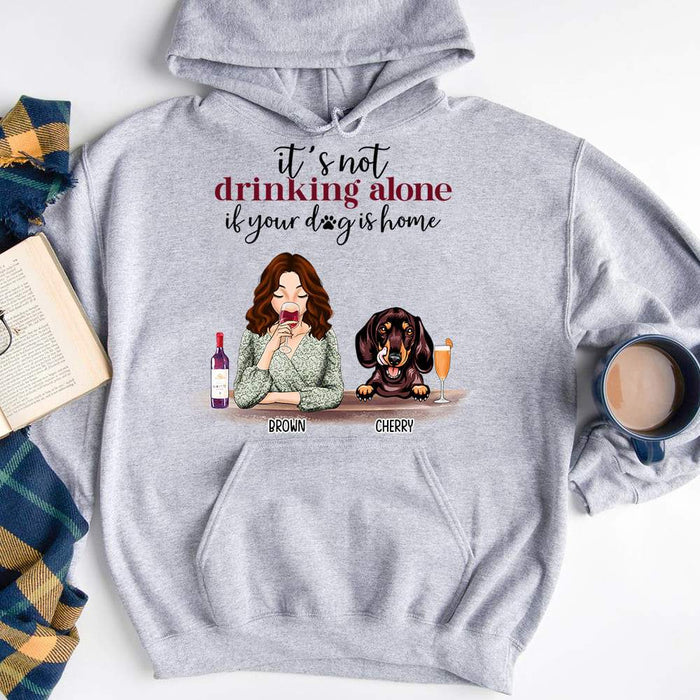 GeckoCustom It's Not Drinking Alone if Your Dog is Home Dog T-shirt, Dog Lover Gift, Custom Dog Breed HN590 Pullover Hoodie / Sport Grey Color / S