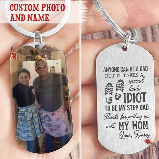 GeckoCustom It Takes A Special Kinda Idiot To Be Step Dad Family Metal Keychain HN590 No Gift box / 1.77" x 1.06" / Colorful