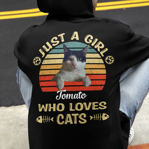 GeckoCustom Just A Girl Who Loves Dogs Cats Personalized Custom Photo Dog Cat Backside Shirt C451