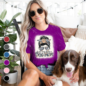 GeckoCustom Kinda Busy Being A Dog Mom, Mom Bleached Shirt For Dog Lover, HN590 Basic Tee / Purple / S