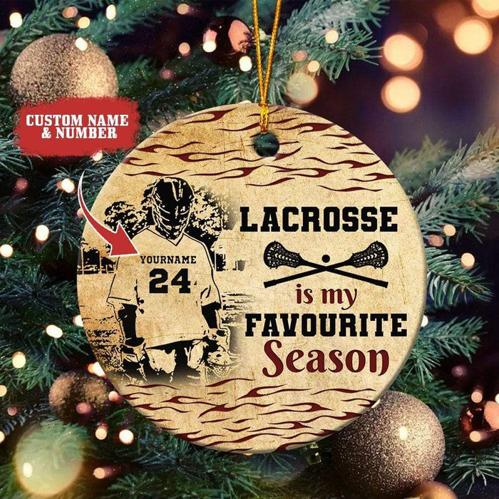 GeckoCustom Lacrosse Is My Favourite Season, Lacrosse Ornament HN590 Pack 1 / 2.75" tall - 0.125" thick