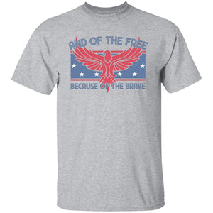 GeckoCustom Land of the Free Because of the Brave Patriotic 4th Of July Shirt H389 Basic Tee / Sport Grey / S