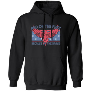 GeckoCustom Land of the Free Because of the Brave Patriotic 4th Of July Shirt H389 Pullover Hoodie / Black / S