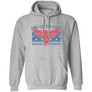 GeckoCustom Land of the Free Because of the Brave Patriotic 4th Of July Shirt H389 Pullover Hoodie / Sport Grey / S