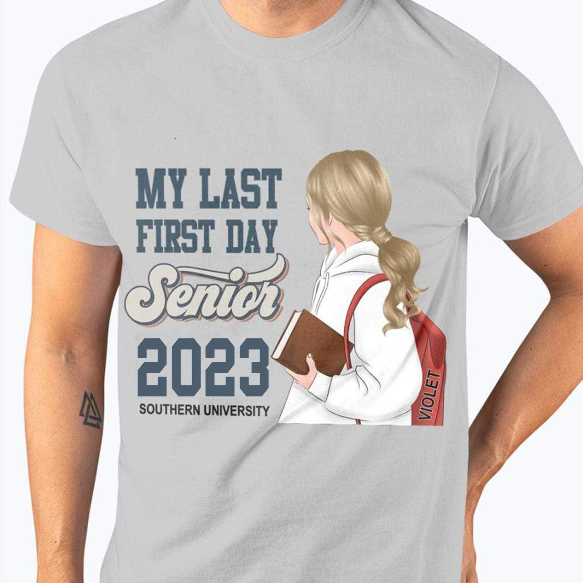 GeckoCustom Last First Day Senior 2023 Senior 2023 Shirt Unisex T-Shirt / Sport Grey / S
