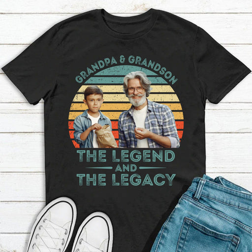 GeckoCustom Legend And Legacy Personalized Family Photo Shirt C291 Basic Tee / Black / S
