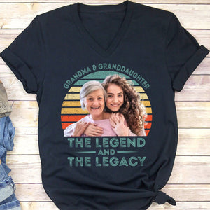 GeckoCustom Legend And Legacy Personalized Family Photo Shirt C291 Women V-neck / V Black / S
