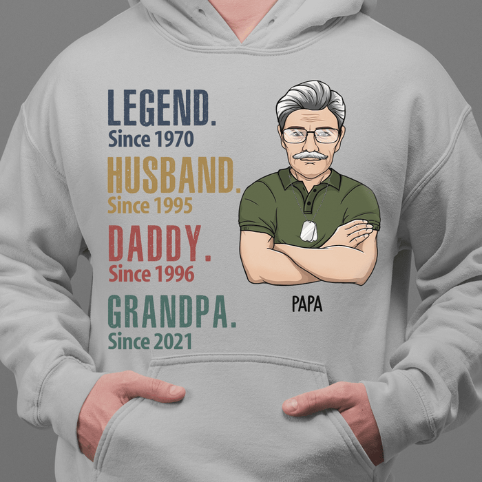 GeckoCustom Legend Husband Daddy Since Years Family Shirt Pullover Hoodie / Sport Grey Colour / S