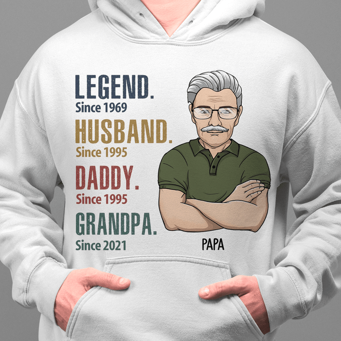 GeckoCustom Legend Husband Grandpa Since Years T Shirt Pullover Hoodie / Sport Grey Colour / S