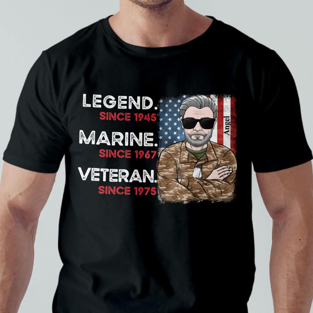 GeckoCustom Legend Marine Sailor Soldier Veteran Since Personalized Shirt Unisex T-Shirt / Black / S