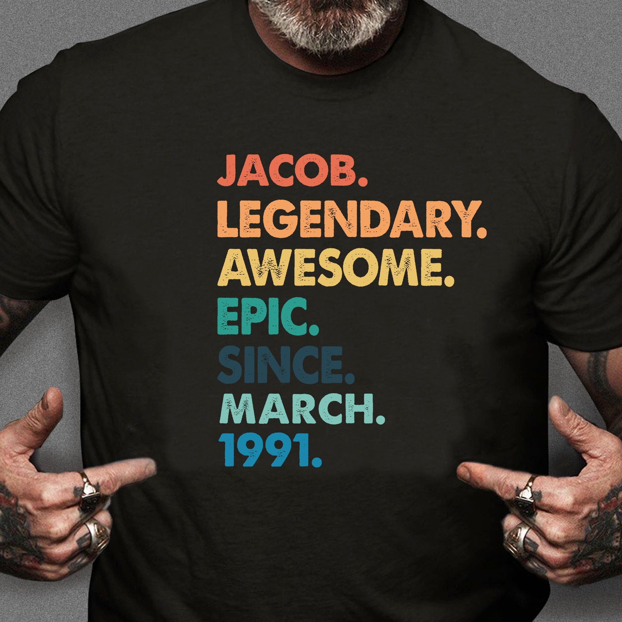 GeckoCustom Legendary Awesome Epic Since   Personalized Custom Father's Day Shirt H342