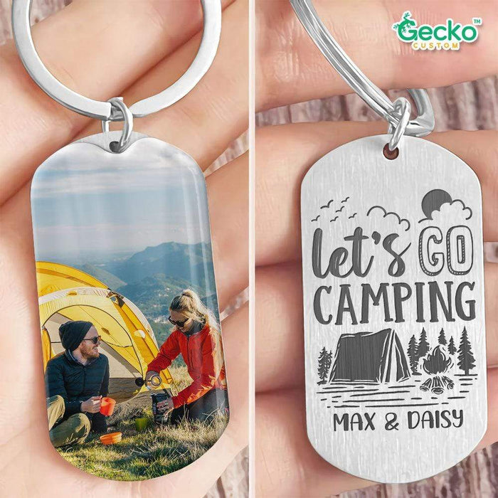 GeckoCustom Let's Go Camping Metal Keychain, Camping Gift HN590 No Gift box / 1.77" x 1.06"