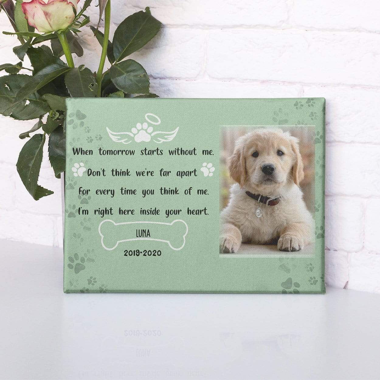 GeckoCustom Personalized Custom Print Canvas, Dog Lover Gift, When Tomorrow Starts Without Me 12"x8"