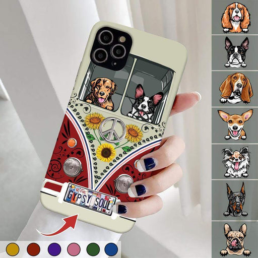 GeckoCustom License Plate Hippie Vintage Van Dog Phone Case, Dog Lover Gift HN590 PC