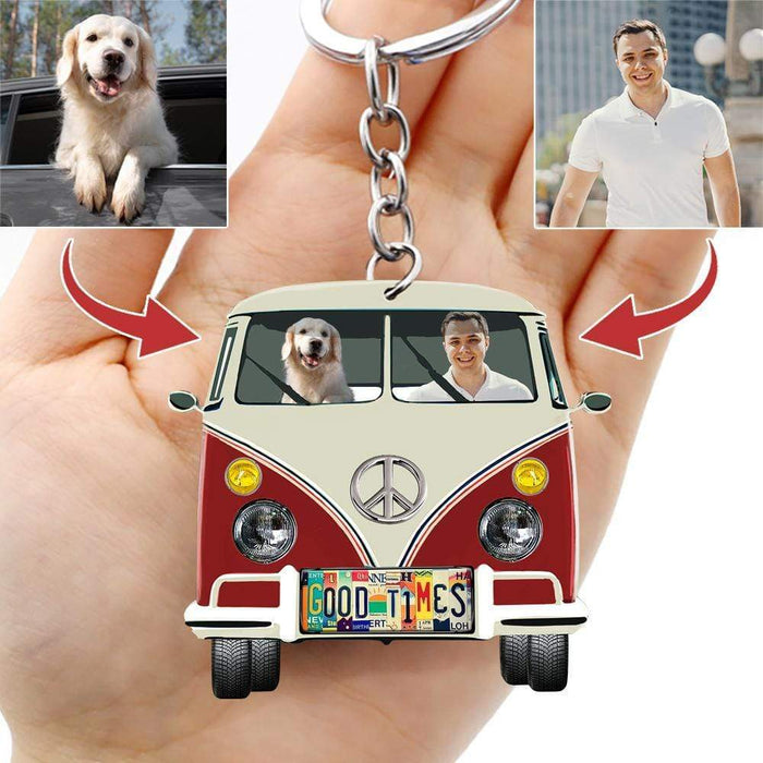 GeckoCustom License Plate Upload Images Dog Keychain, Gift For Dog Lover, Hippie Lover Gift HN590 50mm x 50mm / 1 Piece