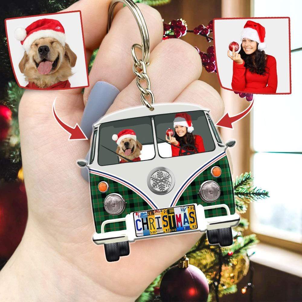 GeckoCustom License Plate Xmas Van Dog Camping Acrylic Keychain, Dog Lover Gift HN590 50mm x 50mm / 1 Piece