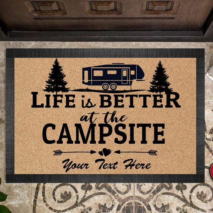 GeckoCustom Life Is Better Camping Doormat, RV Camper, Motor Home Doormat, Camping Gift, HN590 15x24in-40x60cm