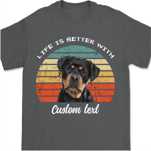 GeckoCustom Life Is Better, Custom Dog Photo Dark Color T Shirt, Personalized Gifts For Pet Lovers NGHS88 Unisex T-Shirt / Dark Heather / S