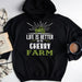 GeckoCustom Life is better On The Farm shirt, Farmer Gift HN590 Pullover Hoodie / Black Colour / S