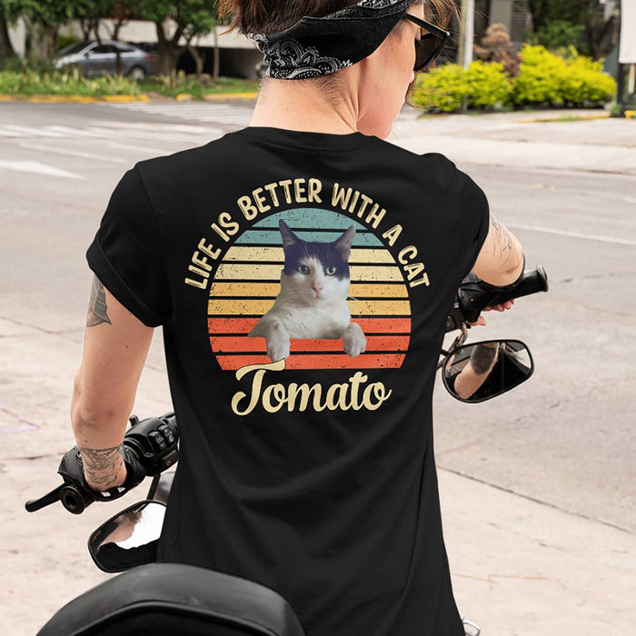GeckoCustom Life Is Better With A Dogs Cats Personalized Custom Photo Dogs Cats Backside Shirt C449