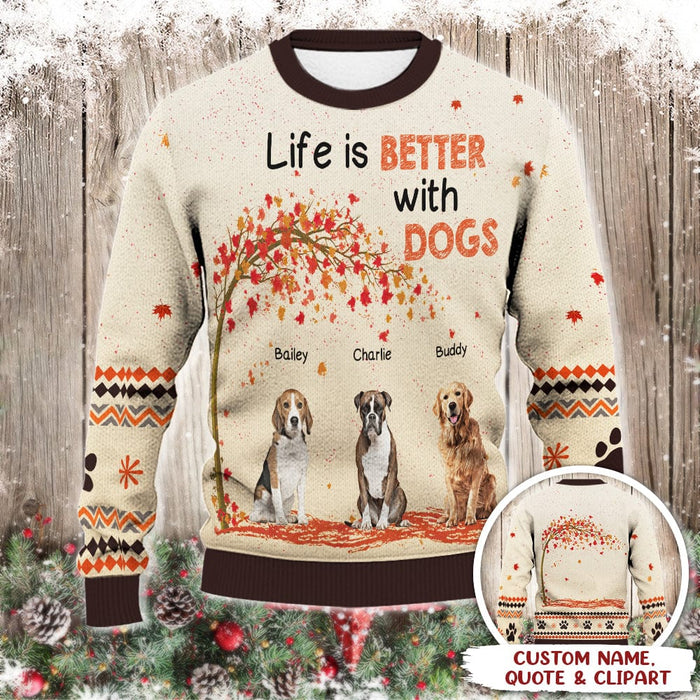GeckoCustom Life Is Better With Dog AOP Ugly Sweater N304 HN590