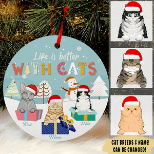 GeckoCustom Life Is Better With Dogs Cats Christmas Dog Cat Ornament