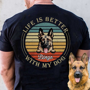GeckoCustom Life Is Better With My Dog Personalized Custom Dog Backside Shirt C441 Basic Tee / Black / S