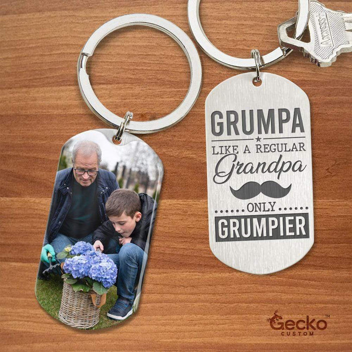 GeckoCustom Like A Regular Grandpa Only Grumpier Grandpa Family Metal Keychain HN590
